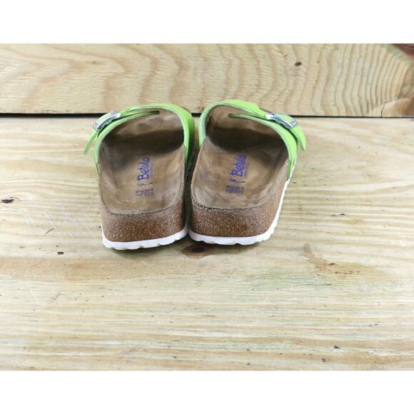 Birkenstock Betula Sandals Womens 11 Neon Green Big Buckle Soft Bed Narrow Slide - Picture 3 of 7